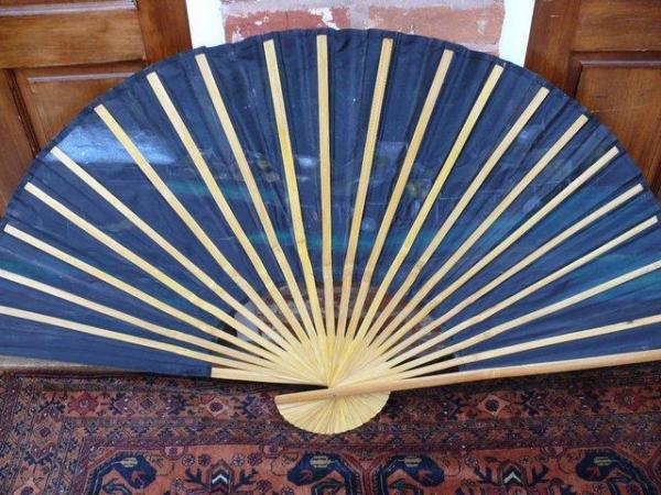 Image 2 of Fan -very large and hand decorated silk