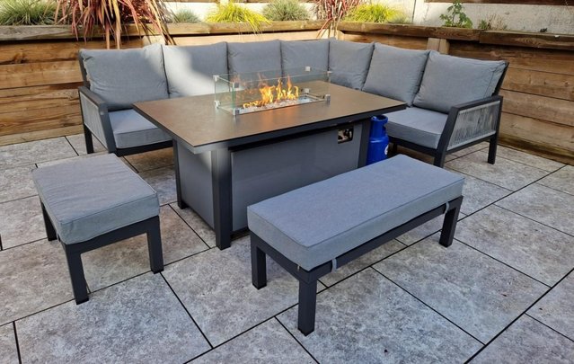Image 3 of Bettina Corner Dining Set with Firepit Table