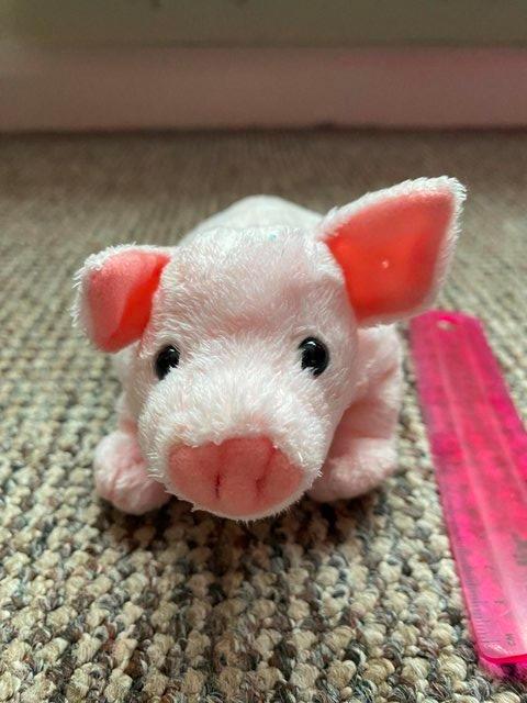 Preview of the first image of Cute Pink Piggy Beanie Baby Cuddly Toy 'Luau.