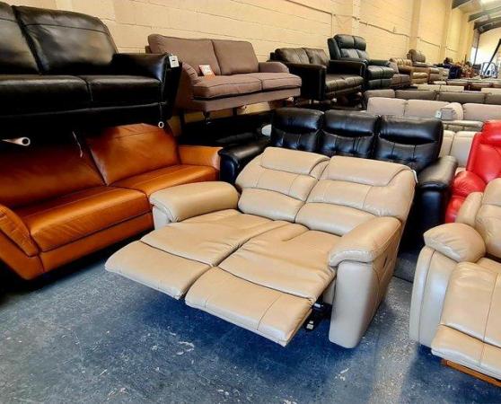Image 3 of La-z-boy Staten cream leather sofa and chair