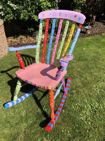 Image 3 of Rocking chair hand painted and varnished