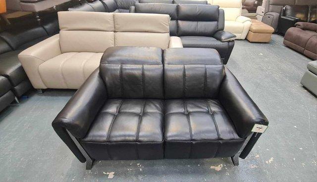 Image 3 of Ex-display Packham black leather 2 seater sofa