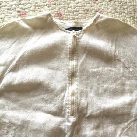 Image 6 of Vintage Size M FCUK Pure Linen White 1/2 Zip Angle Top