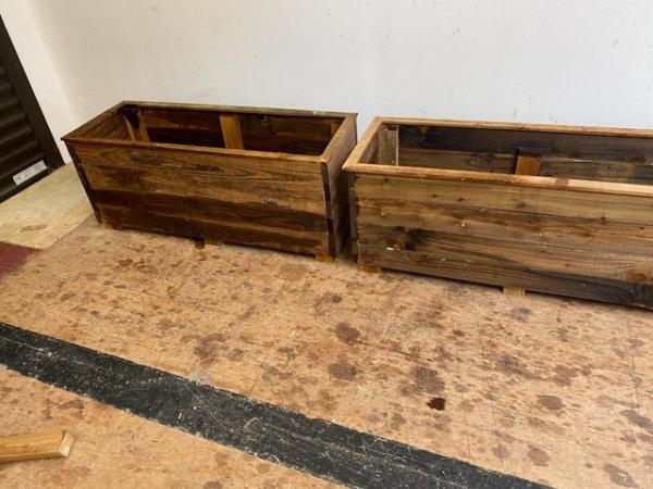 Image 7 of Pair of Rustic Treated Garden Planter Raised Beds