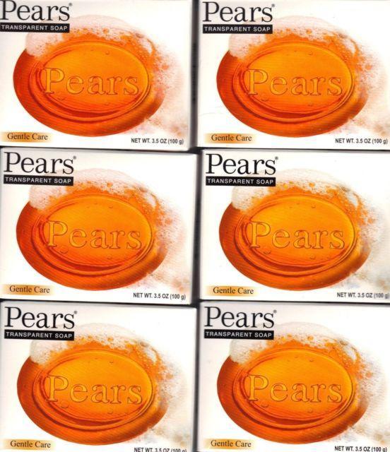 Preview of the first image of 6 Bars Pears Amber Transparent Gentle Care Soap 125g.