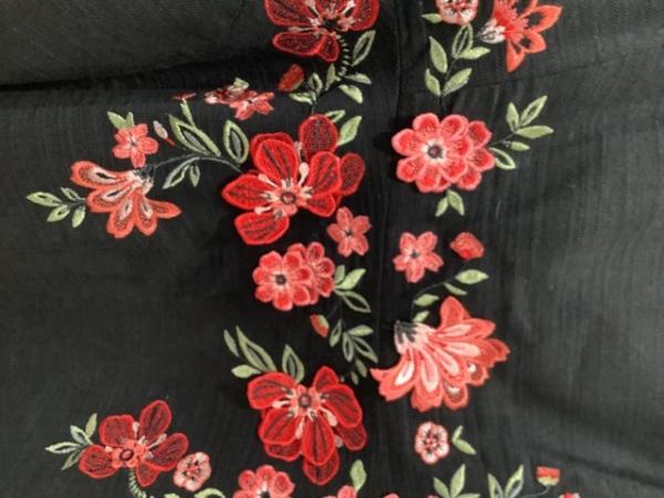 Image 3 of Pretty black Karen Millen dress with red flower detail size