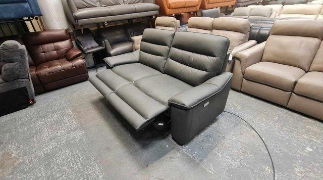 Image 8 of Carter grey leather electric recliner 3 seater sofa