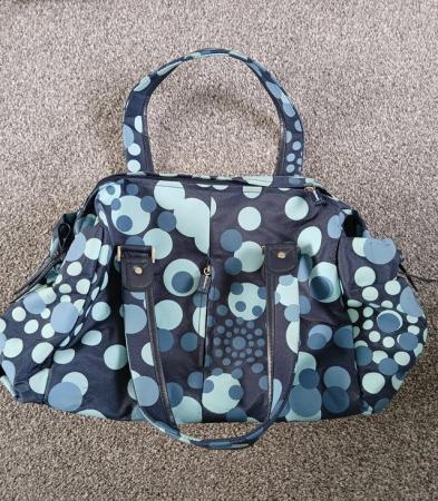 Image 1 of Navy and blue spotty travel bag