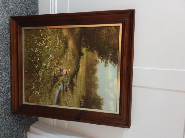 Image 1 of Oil painting Picture of girl in meadow