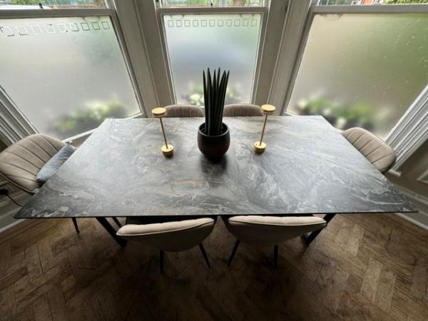 Image 3 of Symbiose Modern Ceramic Dining Table In Marble Look 200 Cm