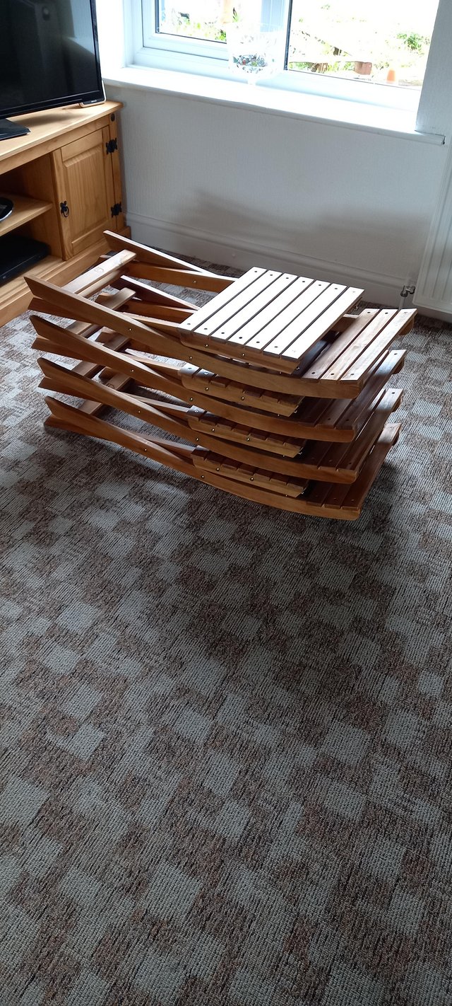 Preview of the first image of Small fold away solid wood chairs.