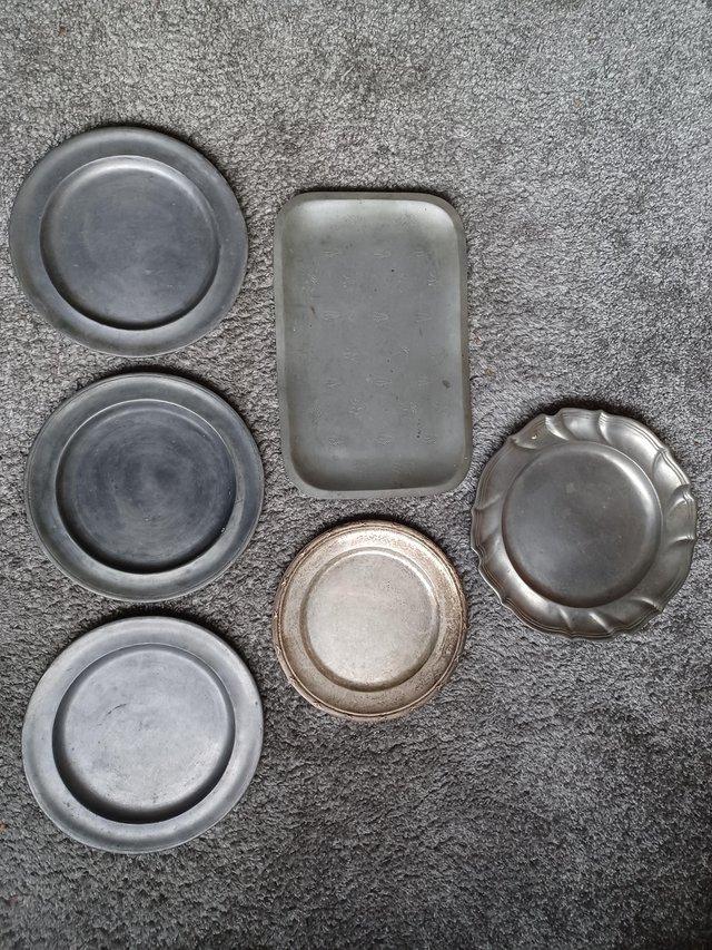Preview of the first image of 3 Pewter Plates, from Sweden..