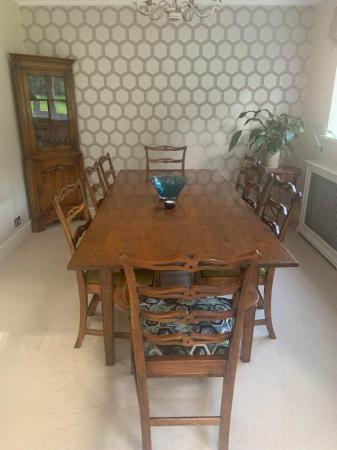 Image 2 of AS NEW BATHEASTON 7ft TABLE AND 8 CHAIRS IN YEW ON OAK