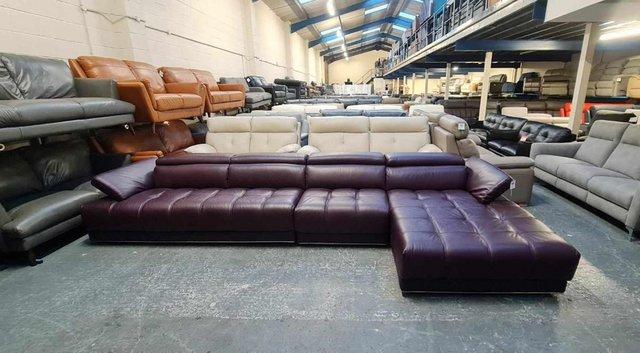 Preview of the first image of Italia Living Vivaldi burgundy leather large chaise sofa.