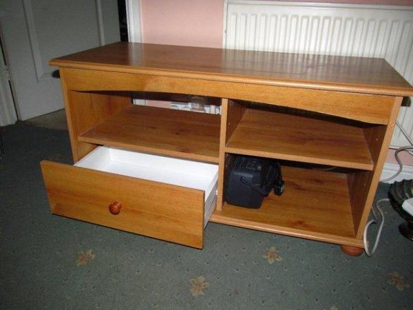 Image 1 of Wooden low TV Stand, good condition