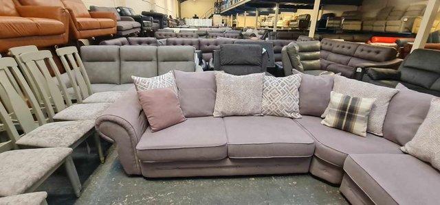 Image 7 of Gracie grey fabric chesterfield style corner sofa