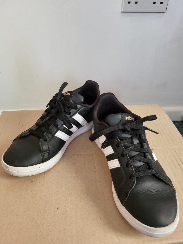 Preview of the first image of Adidas CourtPoint Black Women UK Size 4.