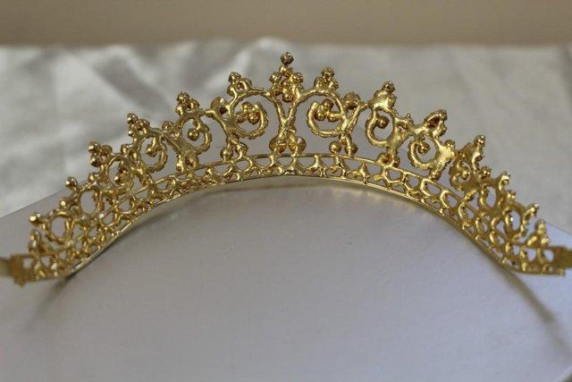 Image 3 of New Gold coloured Tiara with Rhinestones