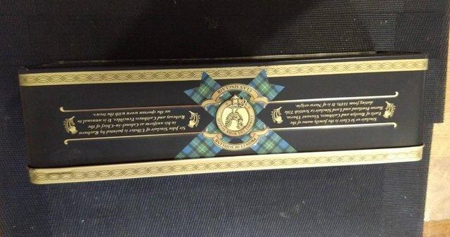 Image 2 of 1990's Glenfiddich Sinclair Clan Hinged Whisky Tin AS NEW