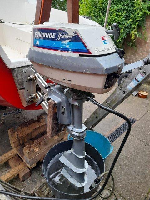 Preview of the first image of Evinrude "Yachtwin" 2 cylinder 2 stroke long shaft.