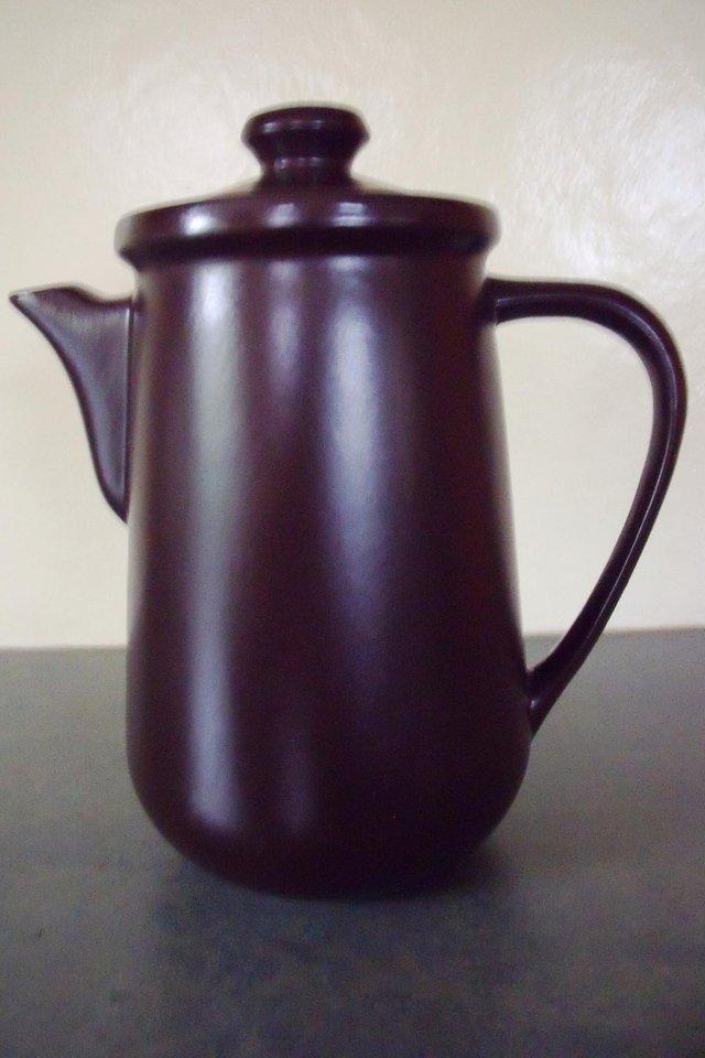 Preview of the first image of Vintage 1970s Honiton Pottery Brown Coffee Pot + Lid..