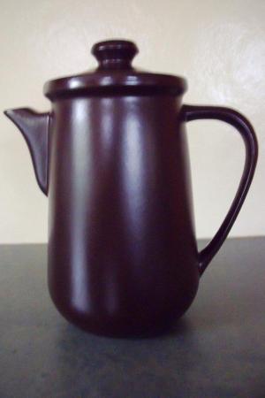 Image 1 of Vintage 1970s Honiton Pottery Brown Coffee Pot + Lid.
