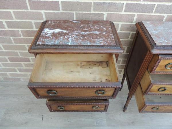 Image 11 of Pair of Antique Bedside Tables with Marble Tops (Delivery)