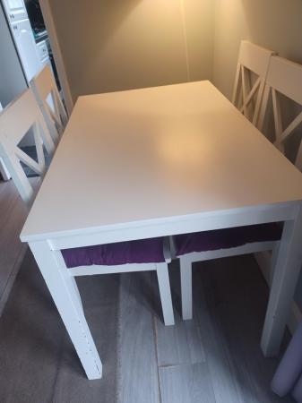 Image 1 of White dining table and four chairs