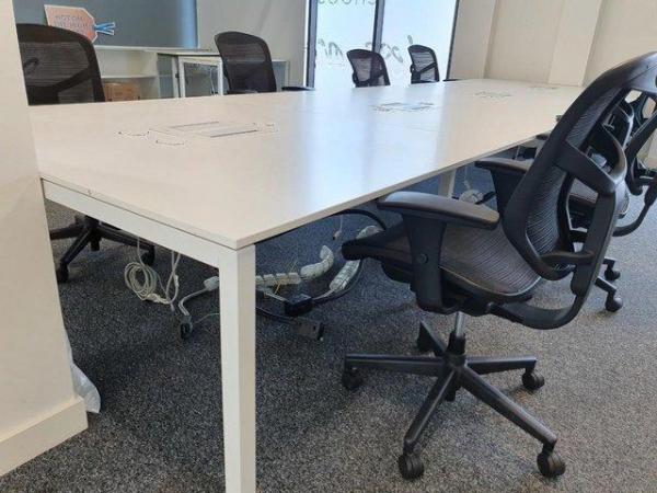 Image 4 of 2 white 8-pod/bench/hot desk office business desk/tables