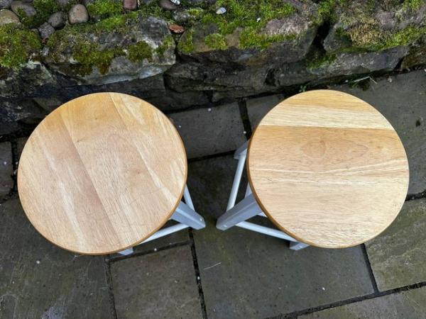 Image 2 of Bar stools x 2 white & natural wood