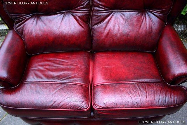 Image 45 of SAXON OXBLOOD RED LEATHER CHESTERFIELD SETTEE SOFA ARMCHAIR