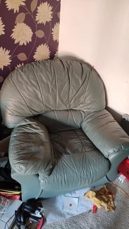 Image 1 of FRee - 2 large green leather armchairs