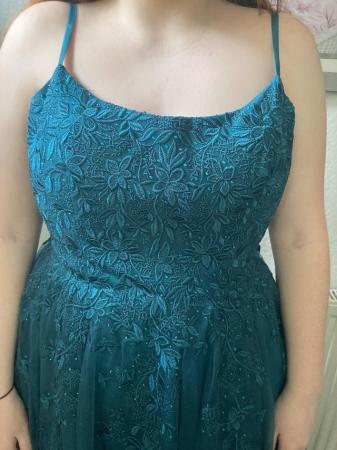 Image 3 of Emerald green prom dress size L