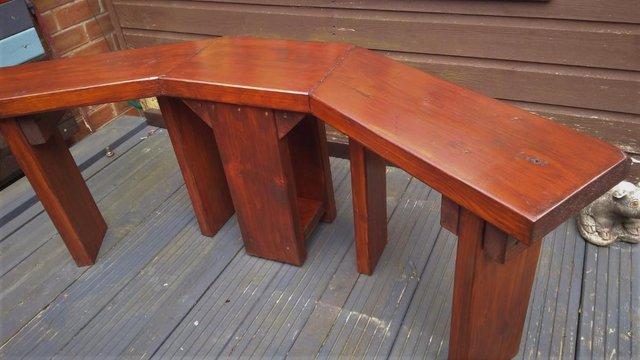 Image 1 of LOVELY UNIQUE TALL ANGLED BENCH - reclaimed chunky wood