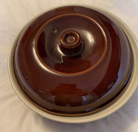 Image 2 of Vintage brown Ceramic Casserole pot with lid
