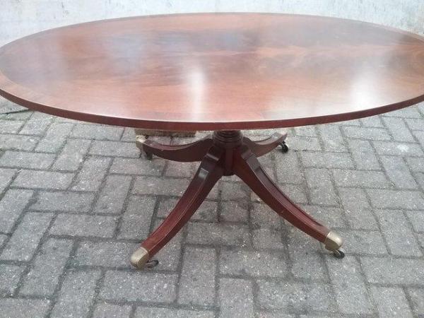 Image 1 of Pedestal Coffee Table on brass castors