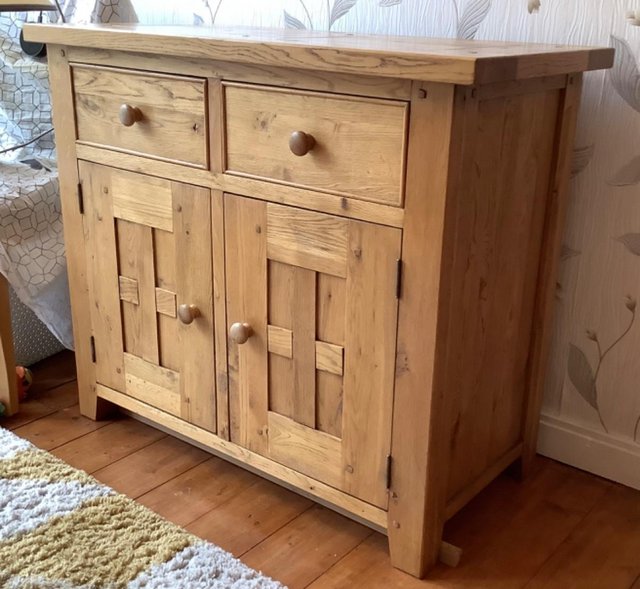 Preview of the first image of Solid Oak Sideboard (2 drawers, 2 doors).