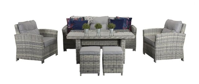 Preview of the first image of Amy 7 Seater Rattan Sofa Dining Set in Grey.