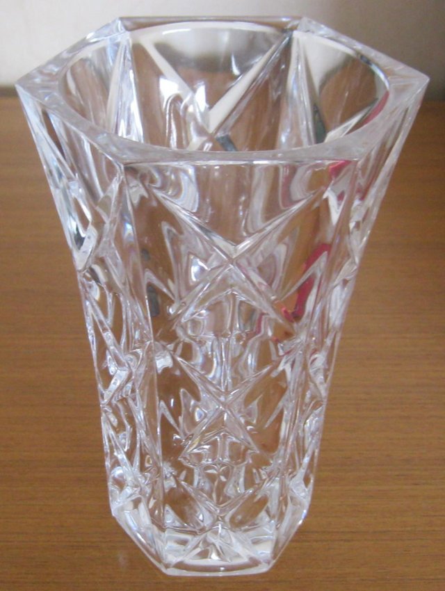 Preview of the first image of Vintage Crystal Vase, hexagonal shaped..