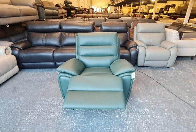 Image 4 of Winslow forest green leather electric recliner armchair