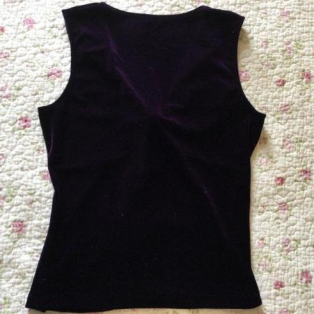 Image 4 of Size 16 M&S Purple Velvet Stretch Knotted V Sleeveless Top