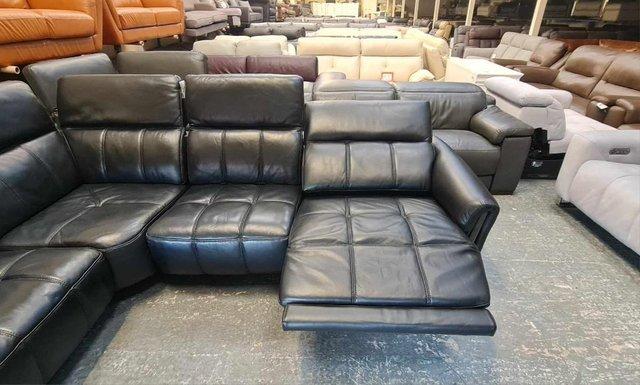 Image 15 of Packham black leather electric recliner corner sofa