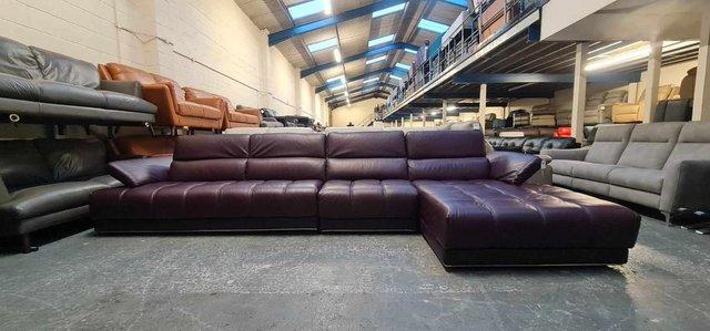 Image 8 of Italia Living Vivaldi burgundy leather large chaise sofa