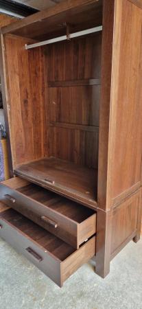 Image 1 of Large dark wooden Oak 2 door wardrobe