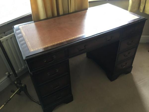 Image 1 of Reproduction leather topped desk