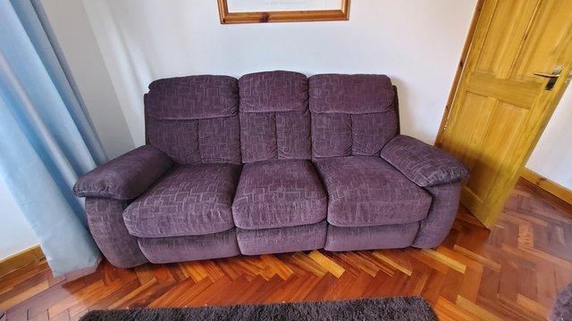 Image 3 of Brown fabric three seater sofa
