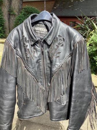 Image 3 of Ladies Tassled Motorcycle Leather Jacket - Size XL