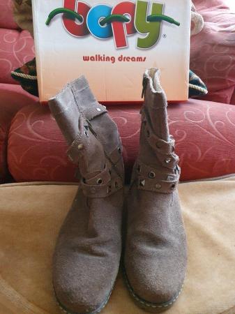 Image 2 of Size 38 Biker Babe Taupe Suede  Boots