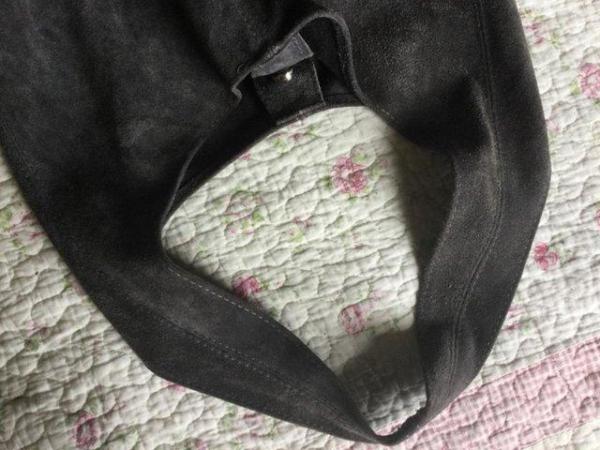 Image 13 of BORSE IN PELLE Dark Grey Suede Leather LARGE Slouch Hobo Bag