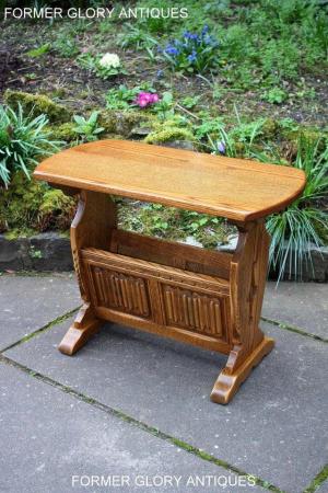 Image 49 of AN OLD CHARM VINTAGE OAK MAGAZINE RACK COFFEE LAMP TABLE